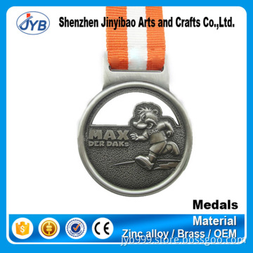 Custom factory fashion style zinc alloy medal ribbon